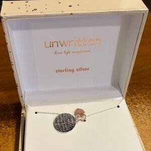 unwritten Sterling Silver Necklace with Silver Disc and Rose Gold Heart